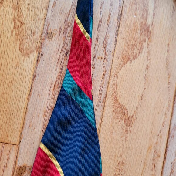 Lands End Bowtie Butterfly Style Repp Multi-Colored Tie w Stripes Adjustable - Picture 4 of 7